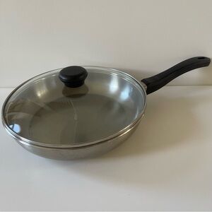 Vantage 10” Range Craft Stainless Steel Skillet frying pan w/ lid & Black Handle